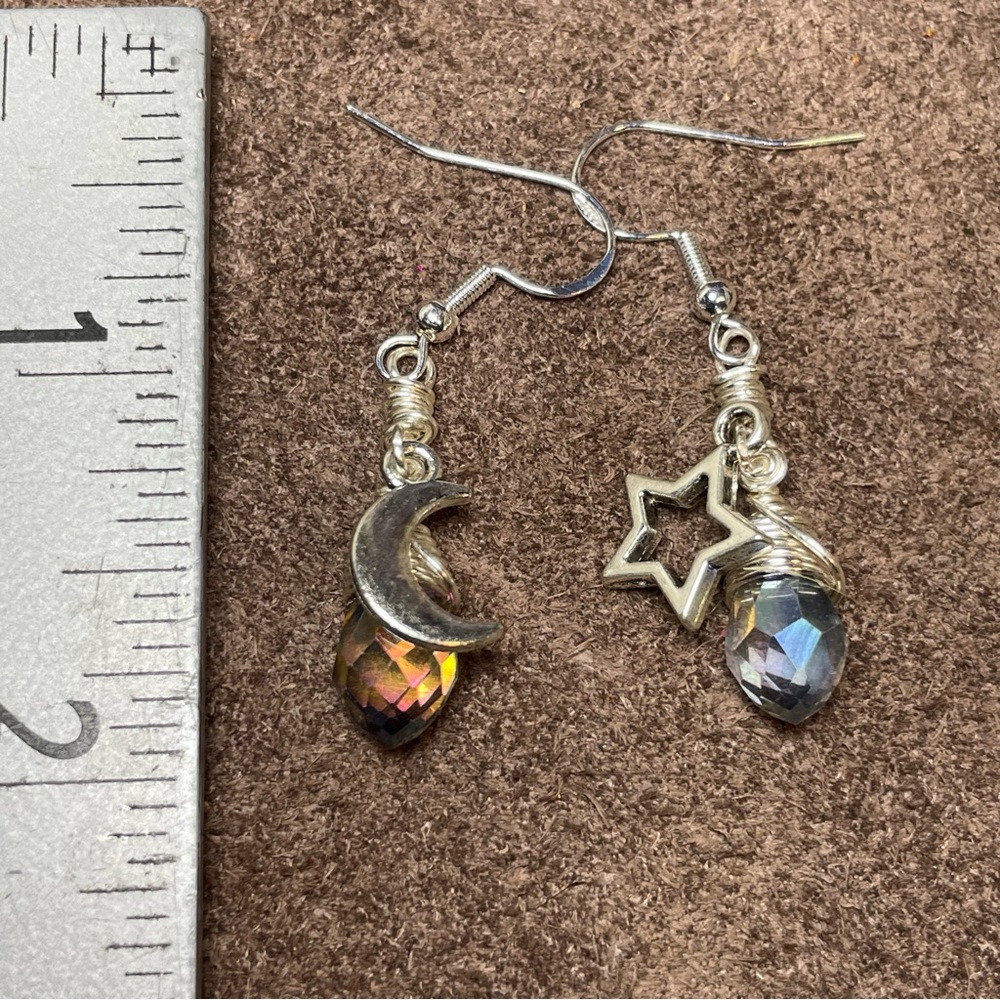 Austrian Faceted Crystals Celestial Drop Earrings Boho Style Jewely - Picture 16 of 17